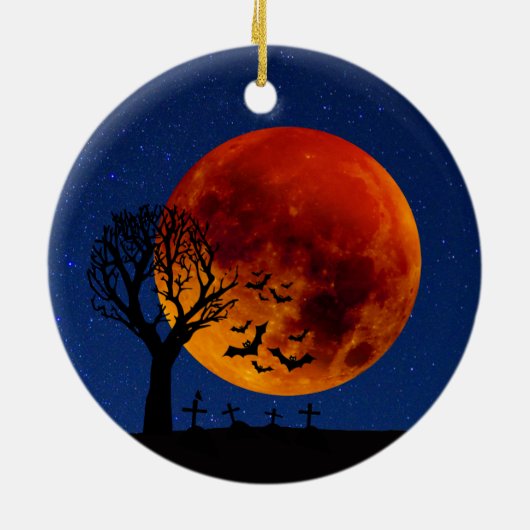 Harvest Moon Halloween Keramisch Ornament (Achterkant)