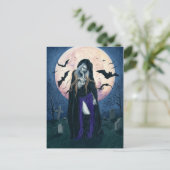 Harvest Moon Halloween Witch Briefkaart (Staand voorkant)