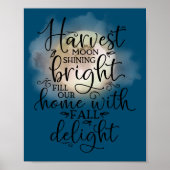 Harvest Moon Herfst Delight Poem Blue Poster (Voorkant)
