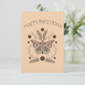 Harvest Moon Moth Happy Birthday Kaart (Staand voorkant)