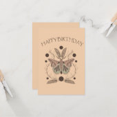 Harvest Moon Moth Happy Birthday Kaart (Voorkant / Achterkant in situ)