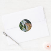 Harvest Mouse Smelling Snowdrops Waterverf Art Ronde Sticker (Envelop)