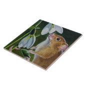 Harvest Mouse Smelling Snowdrops Waterverf Art Tegeltje (Zijkant)