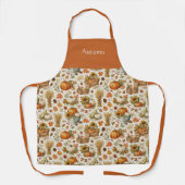 Harvest Orange Pumpkins Garden Thanksgiving Name Schort (Voorkant)