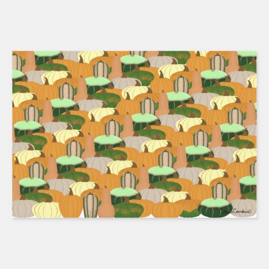 Harvest Pattern Autumn Squash Inpakpapier Vel (Voorkant)