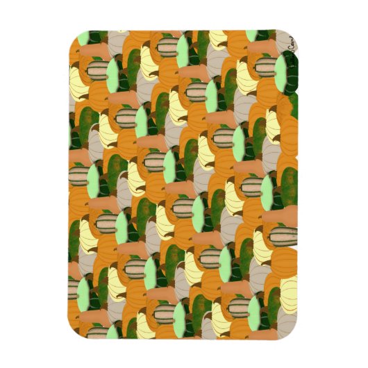 Harvest Pattern Autumn Squash Magneet (Verticaal)