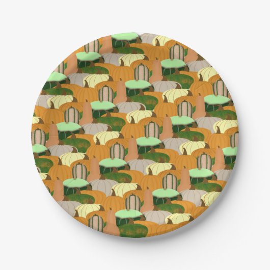 Harvest Pattern Autumn Squash Papieren Bordje (Voorkant)