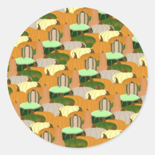 Harvest Pattern Autumn Squash Ronde Sticker