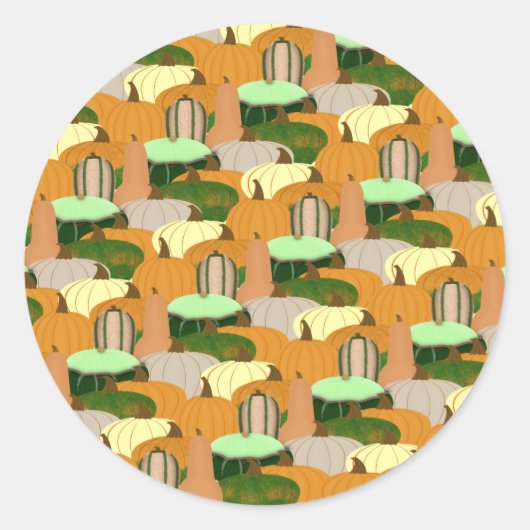Harvest Pattern Autumn Squash Ronde Sticker (Voorkant)