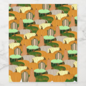 Harvest Pattern Autumn Squash Wijn Etiket (Enkel label)