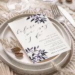 Harvest Plum Rehearsal Dinner Invitation Kaart<br><div class="desc">De uitnodiging voor een elegant repetitief diner uit de Rustic is voorzien van een rijke, niet-zwarte lettergreep in het kaasblok en cursief met calligrafische accenten, met sprays van waterverf herfst op de hoeken van de herfstoogstschaduwen van paars en middernacht blauw. De repetities voor het diner zijn omkeerbaar naar massief marinesblauw....</div>