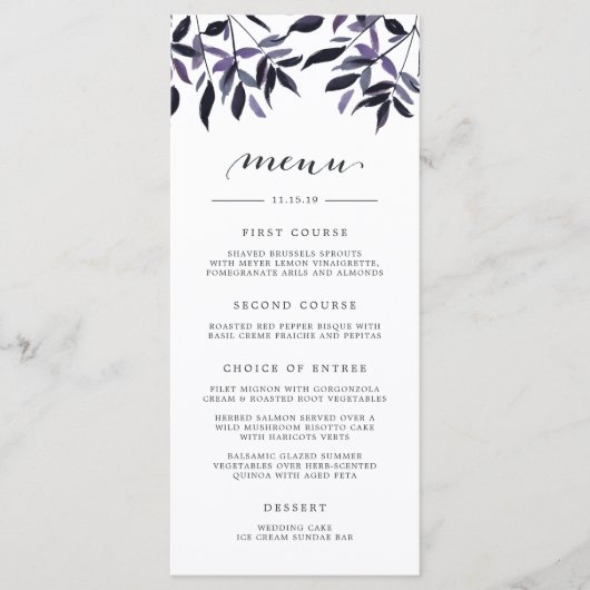 Harvest Plum | Waterverf-afvulmenkkaart Menu (Voorkant)