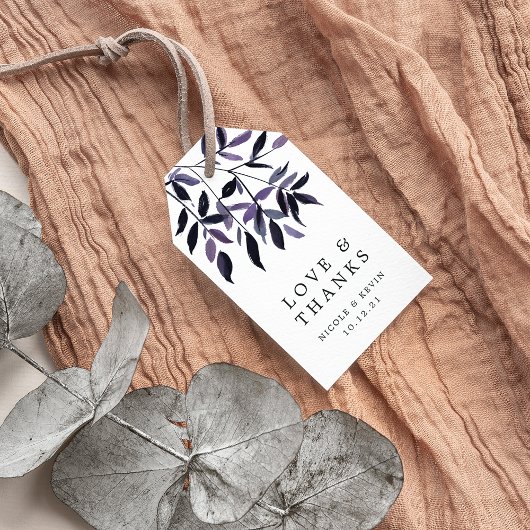 Harvest Plum | Waterverf Foliage Hartelijk dank Cadeaulabel