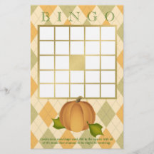 Harvest Pumpkin Argyle Baby shower Bingo