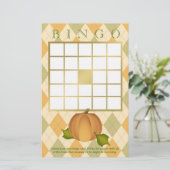 Harvest Pumpkin Argyle Baby shower Bingo (Staand voorkant)