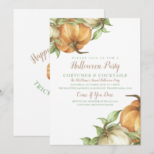 Harvest Pumpkin Uitnodiging (Voorkant / Achterkant)