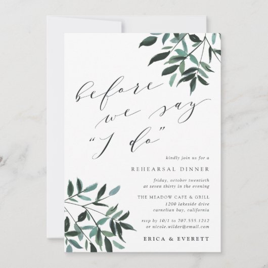 Harvest Sage Rehearsal Dinner Invitation Kaart (Voorkant)