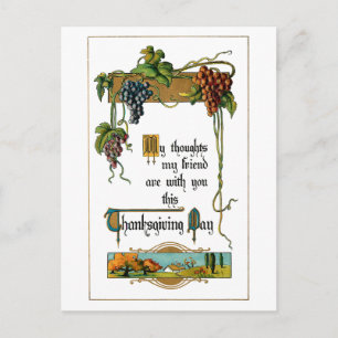 Harvest Scene and Thanksgiving Greeting Feestdagenkaart