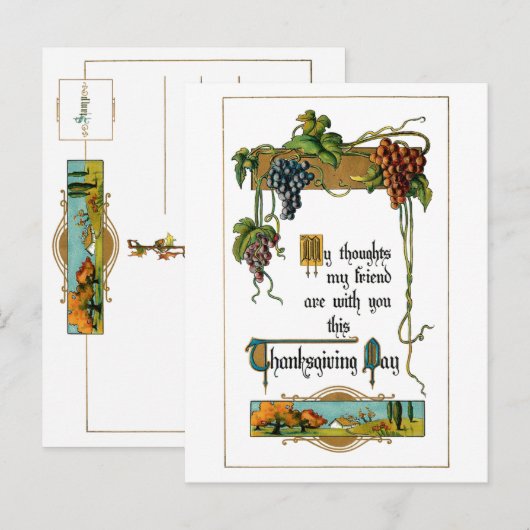 Harvest Scene and Thanksgiving Greeting Feestdagenkaart (Voorkant / Achterkant)