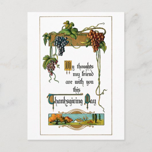 Harvest Scene and Thanksgiving Greeting Feestdagenkaart (Voorkant)