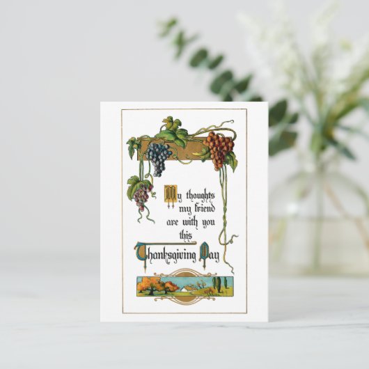 Harvest Scene and Thanksgiving Greeting Feestdagenkaart (Staand voorkant)