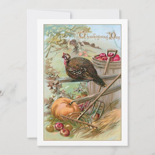 Harvest Scene met Turkije en Pumpkin Feestdagenkaart (Voorkant)