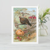 Harvest Scene met Turkije en Pumpkin Feestdagenkaart (Staand voorkant)