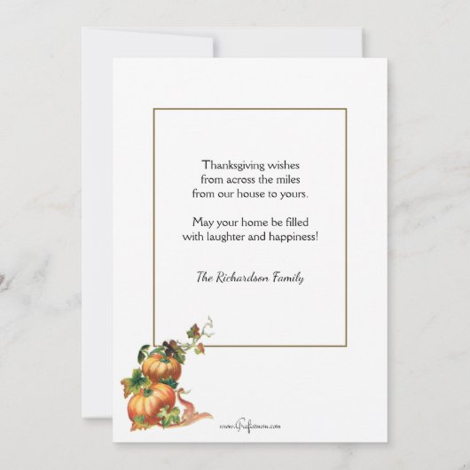  Harvest Scene met Turkije en Pumpkin Feestdagenkaart (Achterkant)