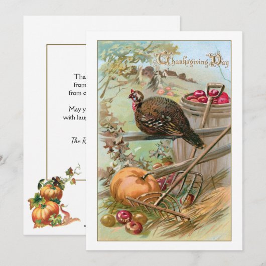  Harvest Scene met Turkije en Pumpkin Feestdagenkaart (Voorkant / Achterkant)