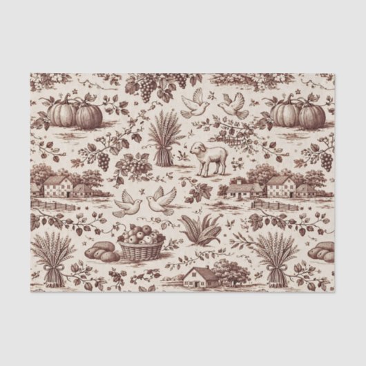 Harvest Sepia Brown Toile Tissuepapier (Voorkant)