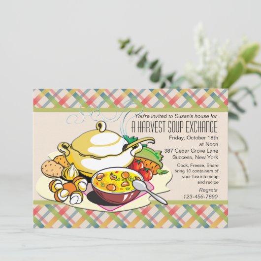 Harvest Soup Exchange Invitation Kaart (Staand voorkant)