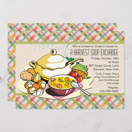 Harvest Soup Exchange Invitation Kaart (Voorkant / Achterkant)