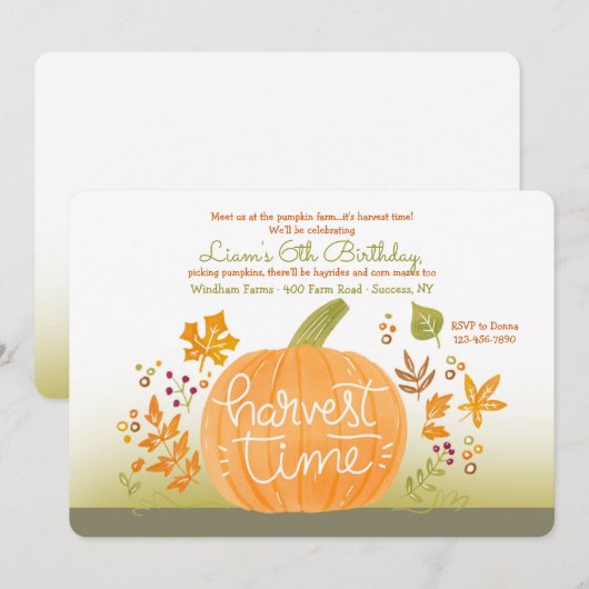 Harvest Time Pumpkin Kaart (Voorkant / Achterkant)