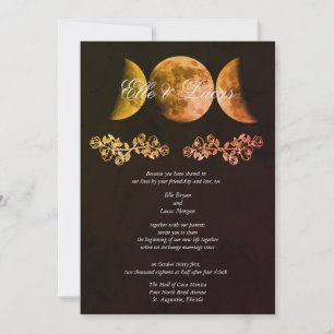 Harvest Triple Moon Wedding Invitation Kaart