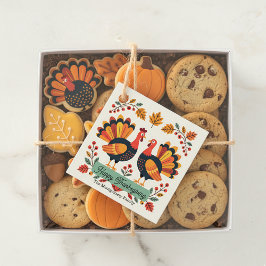Harvest Turkey Folk Art Thanksgiving Party Bedankjes Labels