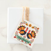 Harvest Turkey Folk Art Thanksgiving Party Bedankjes Labels (In situ)