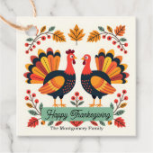 Harvest Turkey Folk Art Thanksgiving Party Bedankjes Labels (Voorkant)
