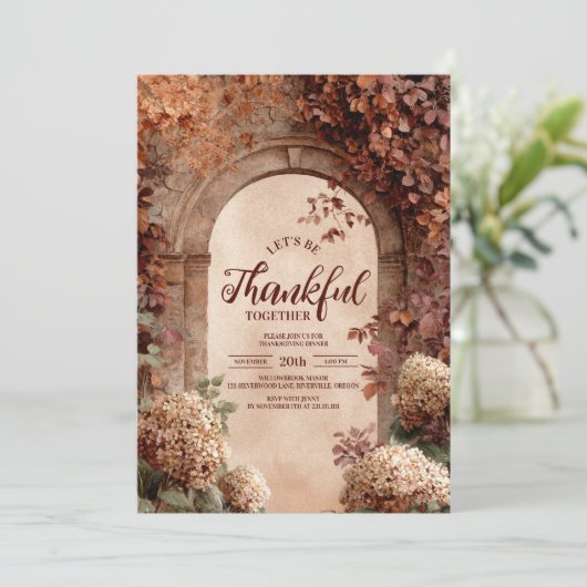 Harvest Vineyard Stone Thanksgiving Dinner Kaart (Staand voorkant)