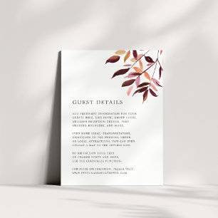 Harvest Wedding Guest Details Kaart