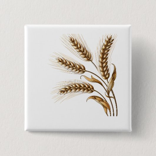Harvest Wheat Ears Button – Rustic Farm Charm (Voorkant)