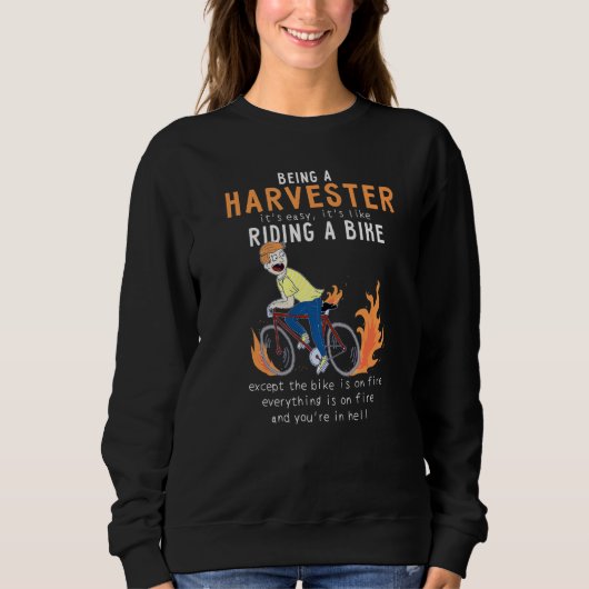 Harvester Like Riding Bike Cyclist Funny Trui (Voorkant)