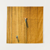 Harvester-machine die in het veld werkt. Combineha Wandkleed (Voorkant)