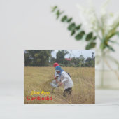 Harvesting Rijst op de velden buiten Siem Reap Briefkaart (Staand voorkant)