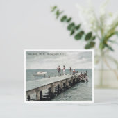 Harvey Cedars NJ Boat Dock jaren 1930 Briefkaart (Staand voorkant)