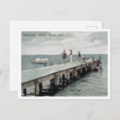 Harvey Cedars NJ Boat Dock jaren 1930 Briefkaart (Voorkant / Achterkant)