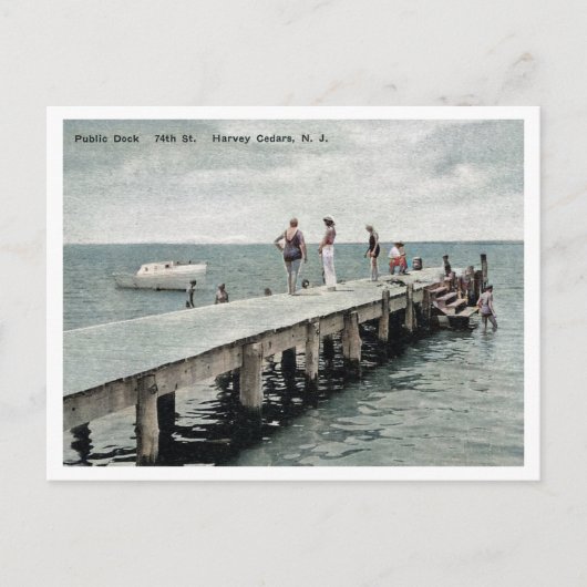 Harvey Cedars NJ Boat Dock jaren 1930 Briefkaart (Voorkant)
