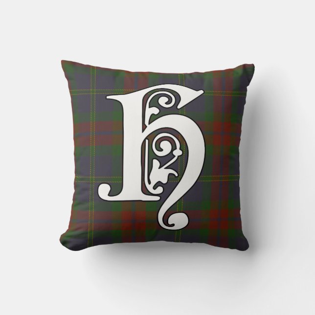 Harvey Clan Tartan Monogram Kussen (Voorkant)