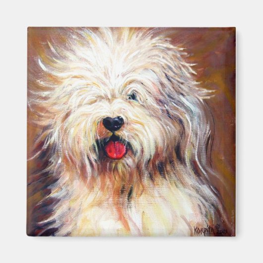 Harvey - Oud Engels Schaap Hond Magneet (Voorkant)