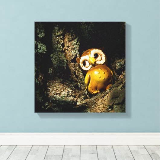 Harvey the Owl I Canvas Afdruk (Insitu (Houten vloer))