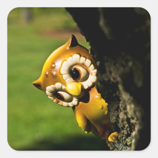 Harvey the Owl II Vierkante Sticker (Voorkant)